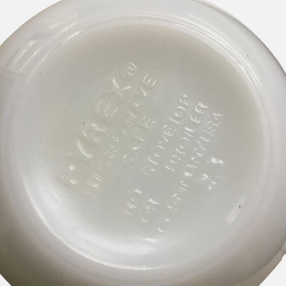 VTG Pyrex Morning Blue Mugs Set of 2 White Milk Glass Floral USA Cups - Picture 3 of 4